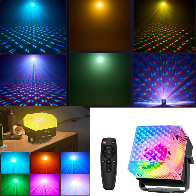 RGB Disco Light with Remote Control LED Night Light Colorful Music Sync Strobe Suitable for Party Birthday Christmas Decoration