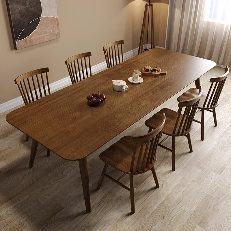 Nordic All Solid Wood Dining Table 2m Long Table Living Room Furniture Household Log Large Board Dining Table Desk Dual Use