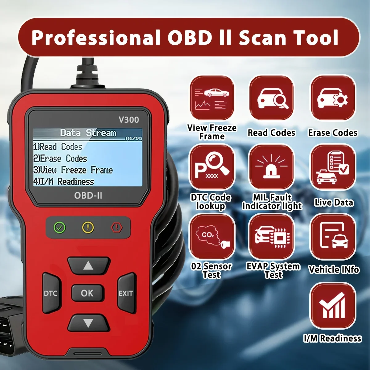 2025 Newest Model OBD2 Scanner Diagnostic Tool - Complete Fault Code Reader, Clear Error Codes, Data Stream, I/M Readiness