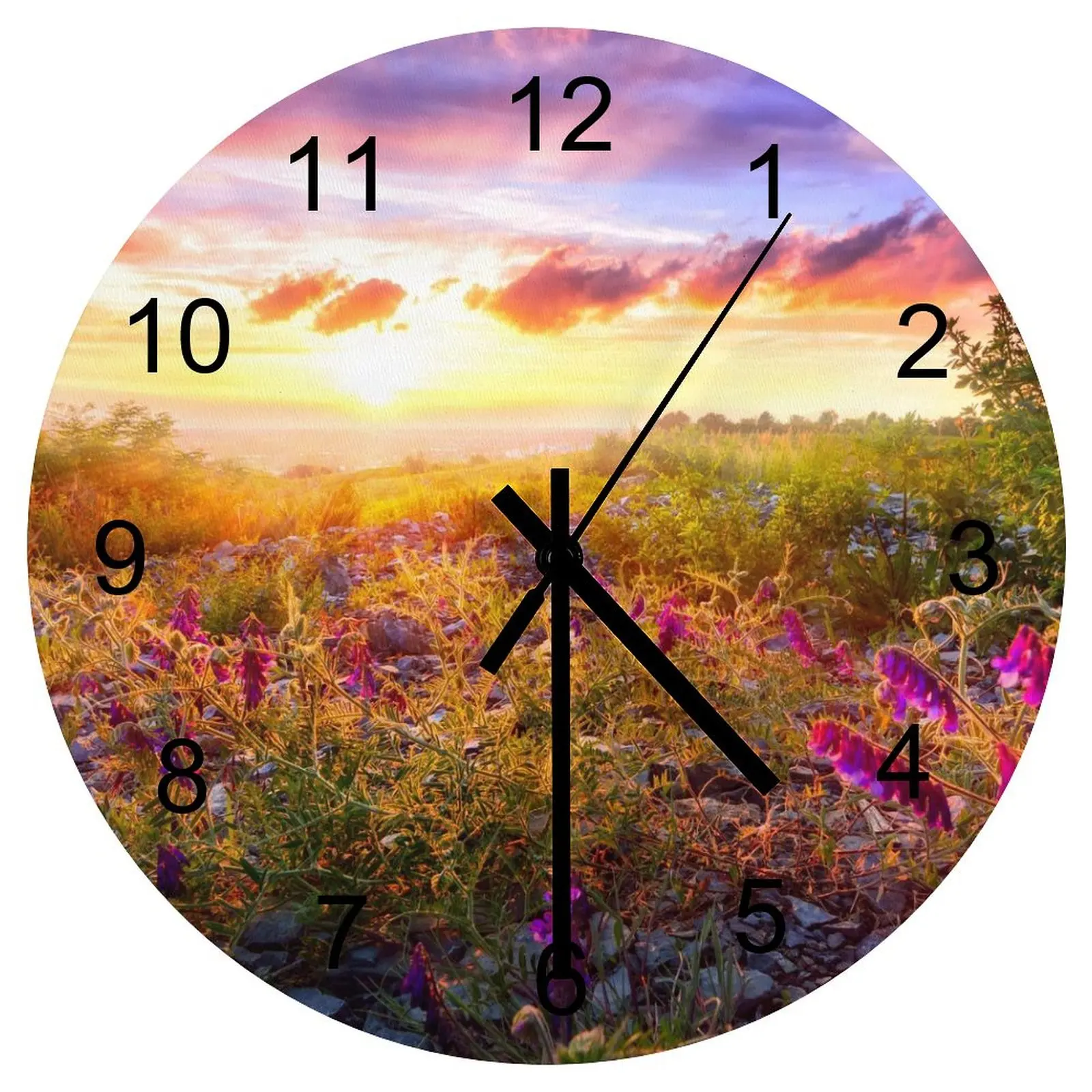 

Study Wall Clock Dull Flowers Nature Clocks 12 inch Mute Fashion Round 3D Display Nordic