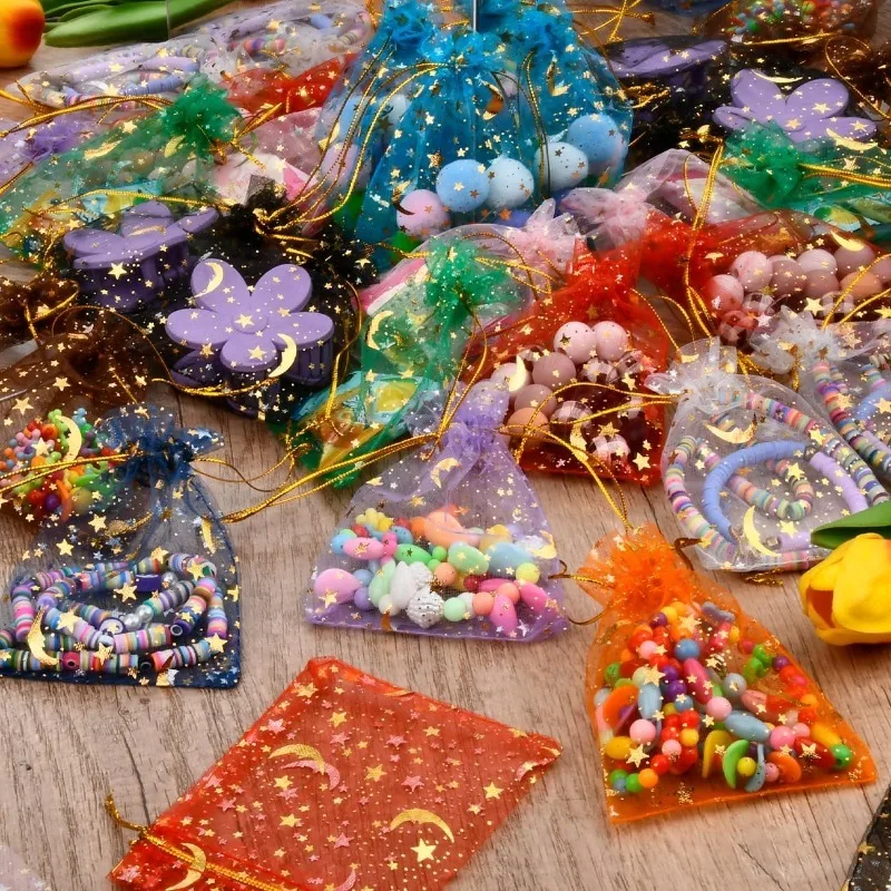 أكياس هدايا الأورجانزا الملونة أكياس تغليف الحلوى والمجوهرات عيد الميلاد حفل زفاف التعبئة تفضل الحقائب أكياس متعددة الأغراض قابلة للسحب #4
