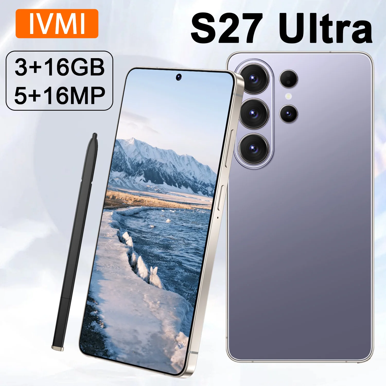 IVMI New S27 Ultra Smartphone 16GB ROM Android10.0 Wifi Dual SIM Standby Play Store 4G Network 6.9
