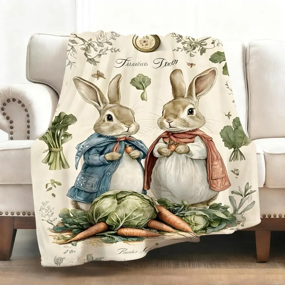 Kawaii P-Peter Rabbit Überwurf, weiche Flanelldecke, warmes Knie, hautfreundlicher Überwurf für Sofa, Büro, Bett, Reisen, Winter, Übergröße