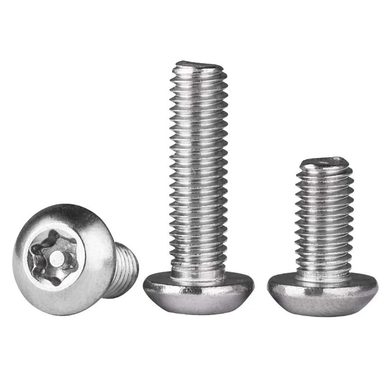 10Pcs SS 304 A2-70 M4 M5 M6 Stainless Steel Torx Button Head Security Screws with Anti-Theft Pin - Tamper Proof Six Lobe Bolts