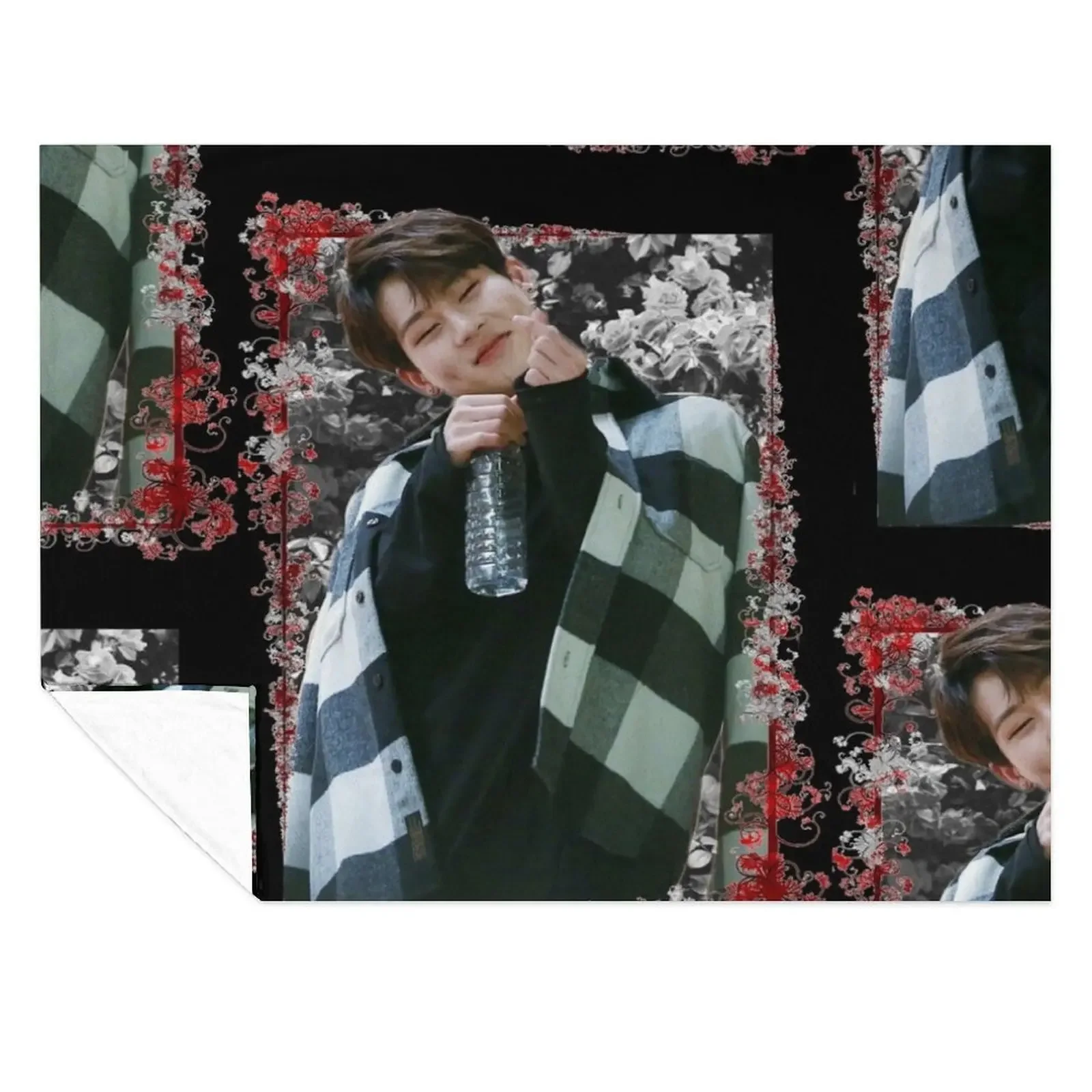 

Lee Jooheon MONSTA X Jooheon Korean Kpop Floral Design Throw Blanket Stuffeds Sleeping Bag Bed covers Softest Blankets