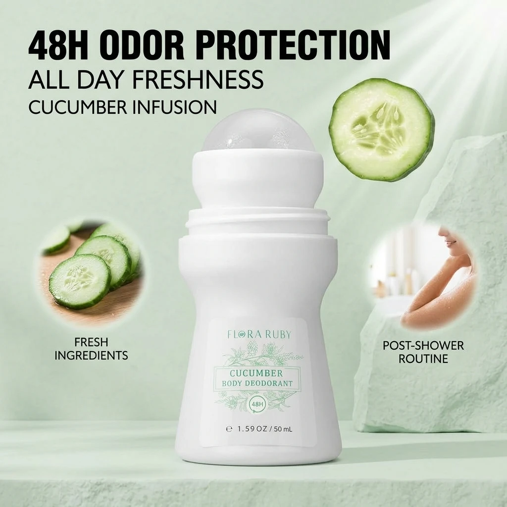 Flora Ruby Light Green Series Deodorant Roll On w omen's and men all-purpose   Deodorant Roll Aluminum Free easy to carry a