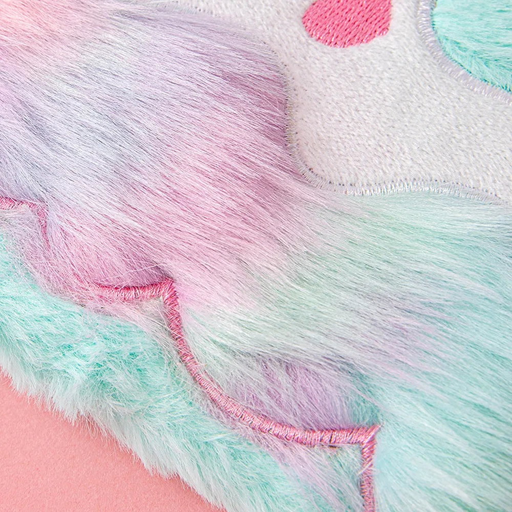 Soft Gradient Covered Diary Paper Softcover Fluffy Notebook a5 Size 80 Pages Faux Fur Notebook Daily Use