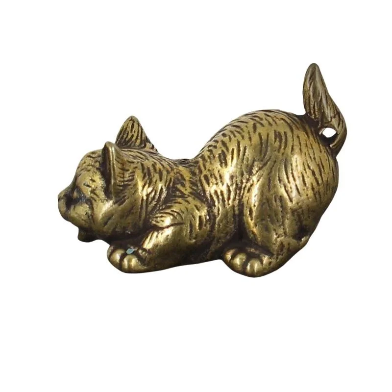 8 Stile Verfügbar Messing Niedliche Katzenfiguren Miniatur-Desktop-Ornamente Tee-Haustier Wohndekor-Accessoires – Detail 5