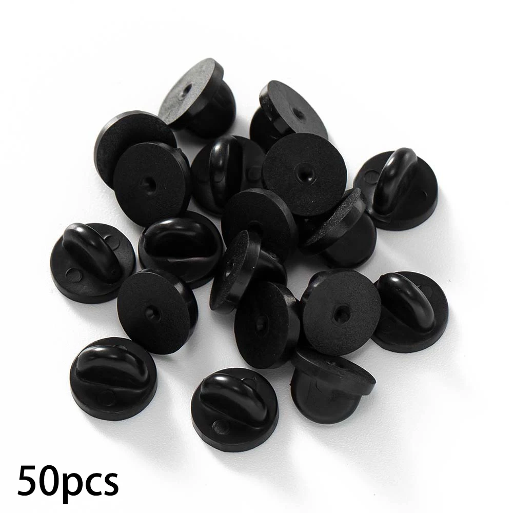 50pcs Pink Rubber Backs Blank Pin Base Keepers Replacement For DIY Handmade Brooch Clothing Accessories Jewelry Making Supplies image 3