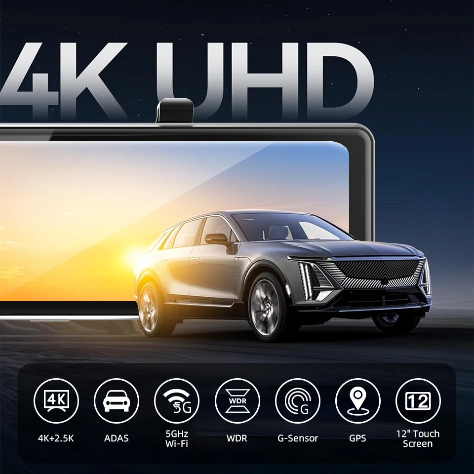 4K Dash Cam HD Night Vision Built-in WiFi Night Vision Car DVR Rear View Mirror Video Recorder Camera Dual Lens Car DVR