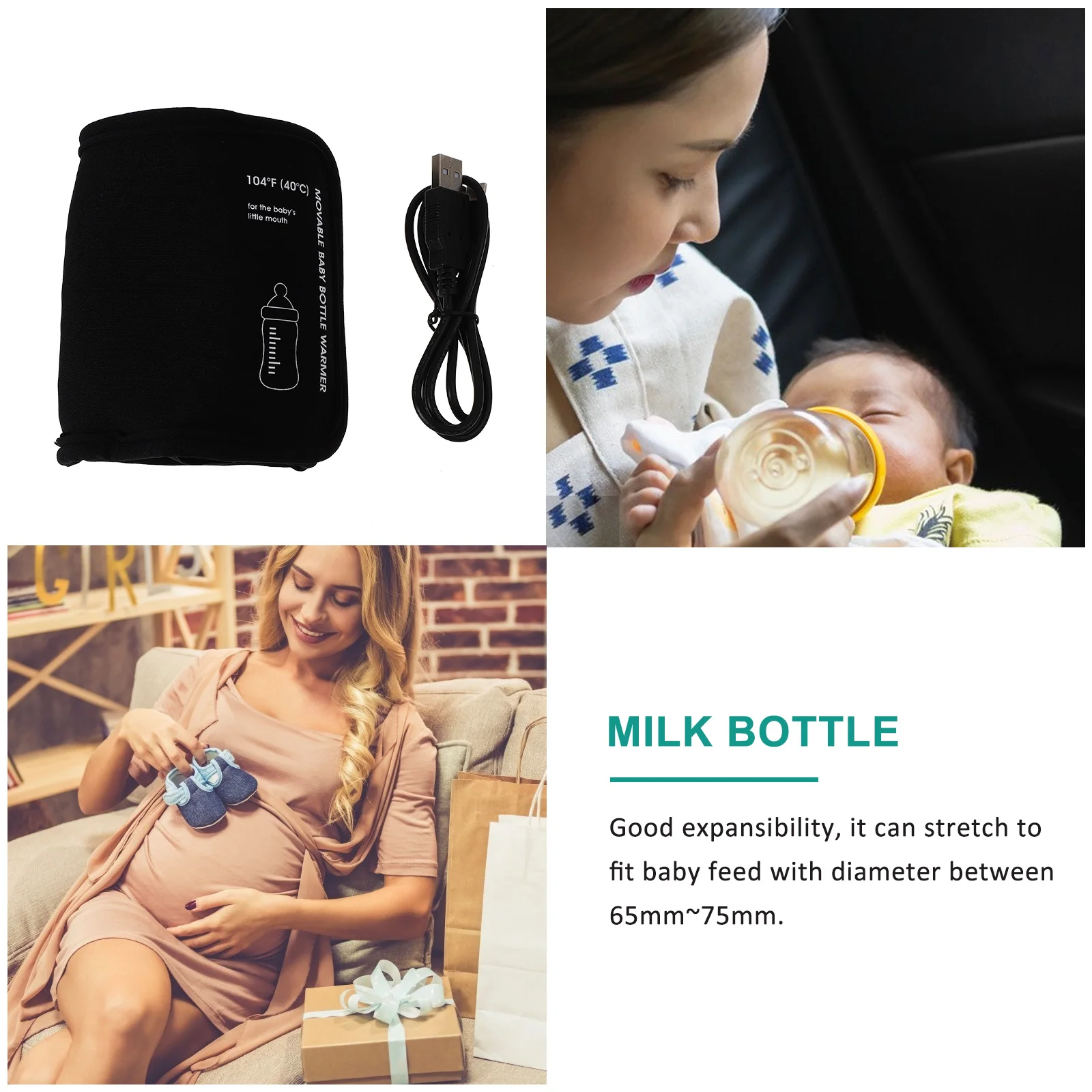 12V Car Baby Bottle Warmer Heater Portable Mini Travel Milk Coffee Water Juice Cup Heating Cover Black Baby Bottle Warmer