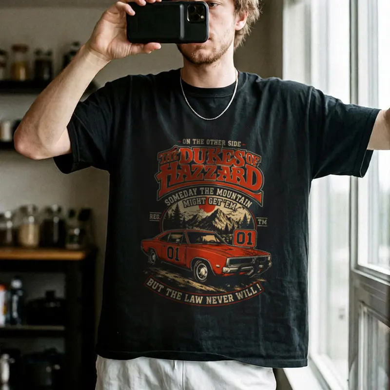 Retro Dukes of Hazzard Vintage Hazzard County Racing Graphic T-Shirt General Lee 01 Muscle Car Tee Classic 80s TV Fan Gift Tops