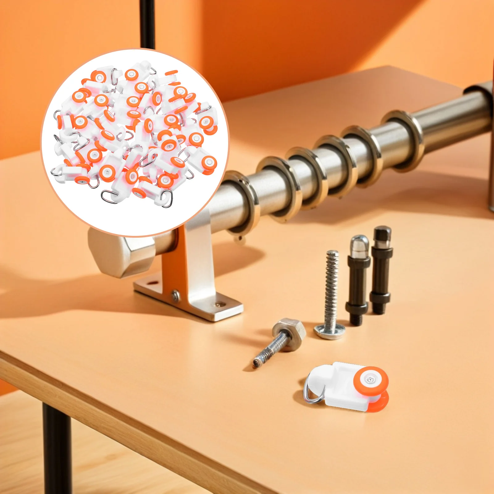 

100Pcs Curtain Track Gliders Twin Wheeled Carriers 12Mm Wheel Diameter Heavy Duty for Ceiling Rails Silent Smooth Operation Easy