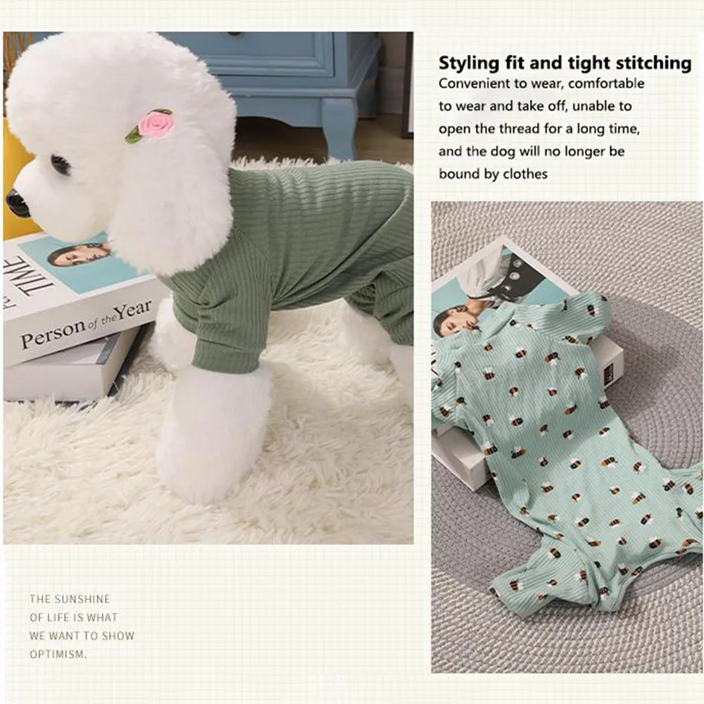 Dog Pajamas Dog Onesie White Shells Dog Surgery Recovery Suit Soft Puppy Rompers Pet Bodysuit Clothes for Small Medium Dogs