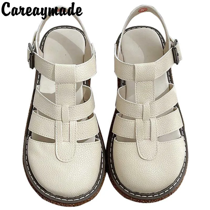 

Careaymade-Roman SANDALS art RETRO women's big Head Doll shoes Mary Jane casual women's shoes Summer Japanese student shoes