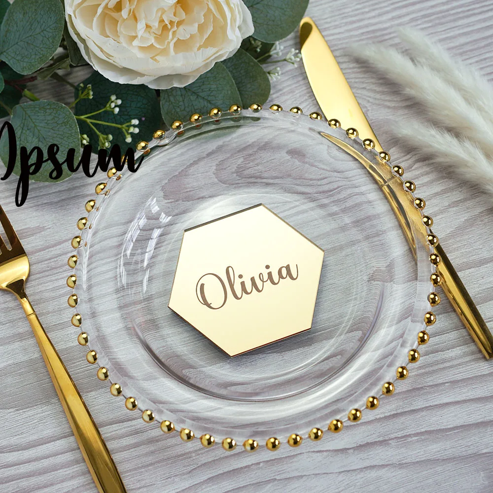 10Pcs Personalised Acrylic Wedding Place Names Card in Bulk as Coaster Engraved Tag Wedding Seating Decor Party DIY Decoration