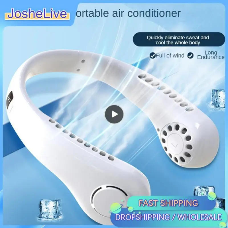 

Portable Bladeless Hanging Fans USB Rechargeable Leafless Mini Neck Fan Air Conditioner Cooling Sports Wearable Neckband Fans