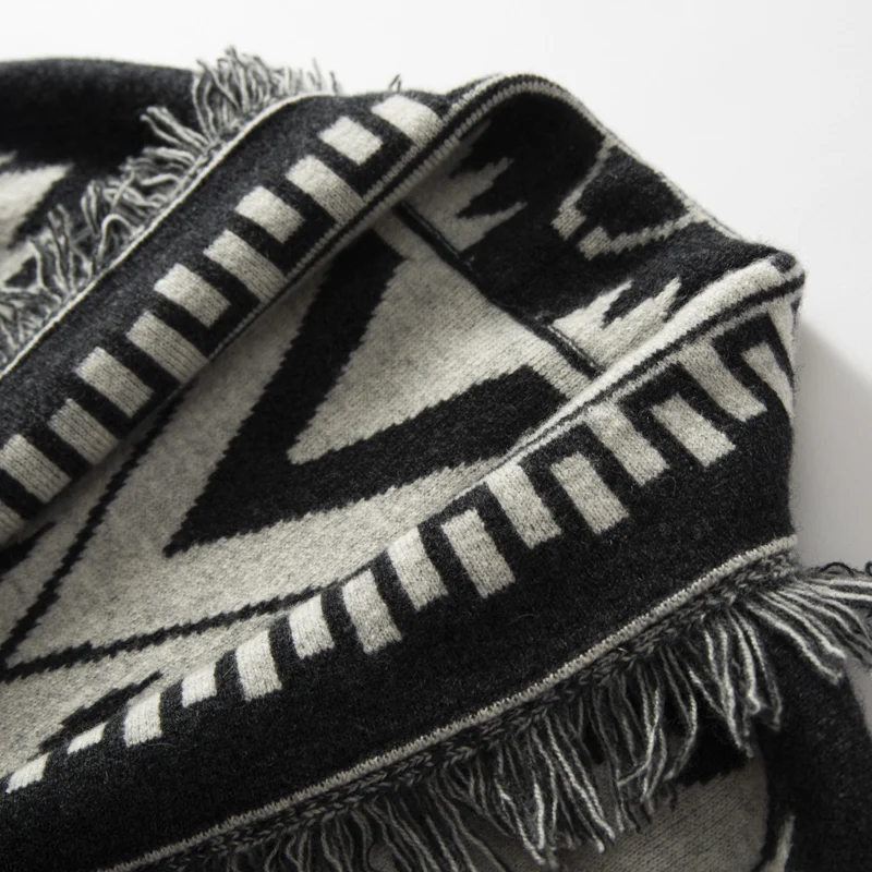 

Осень-зима, женский кашемировый кардиган Merino, без пуговиц, с длинными рукавами и поясом, вязаный свитер с узором, мягкий высококачественный свободный топ