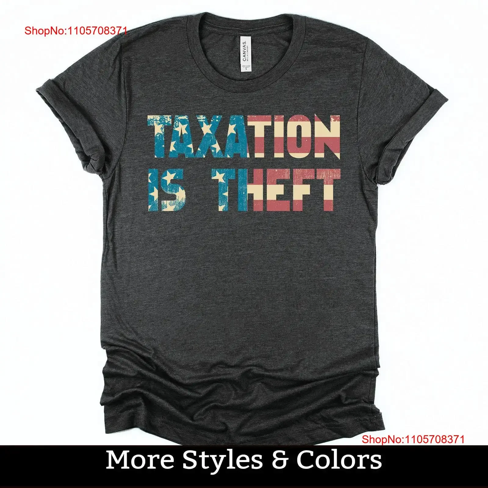 Taxation Is ThefT T Shirt Libertarian SweaT US American Flag vintage Washed homme Soft designer clothes Casual Breathable