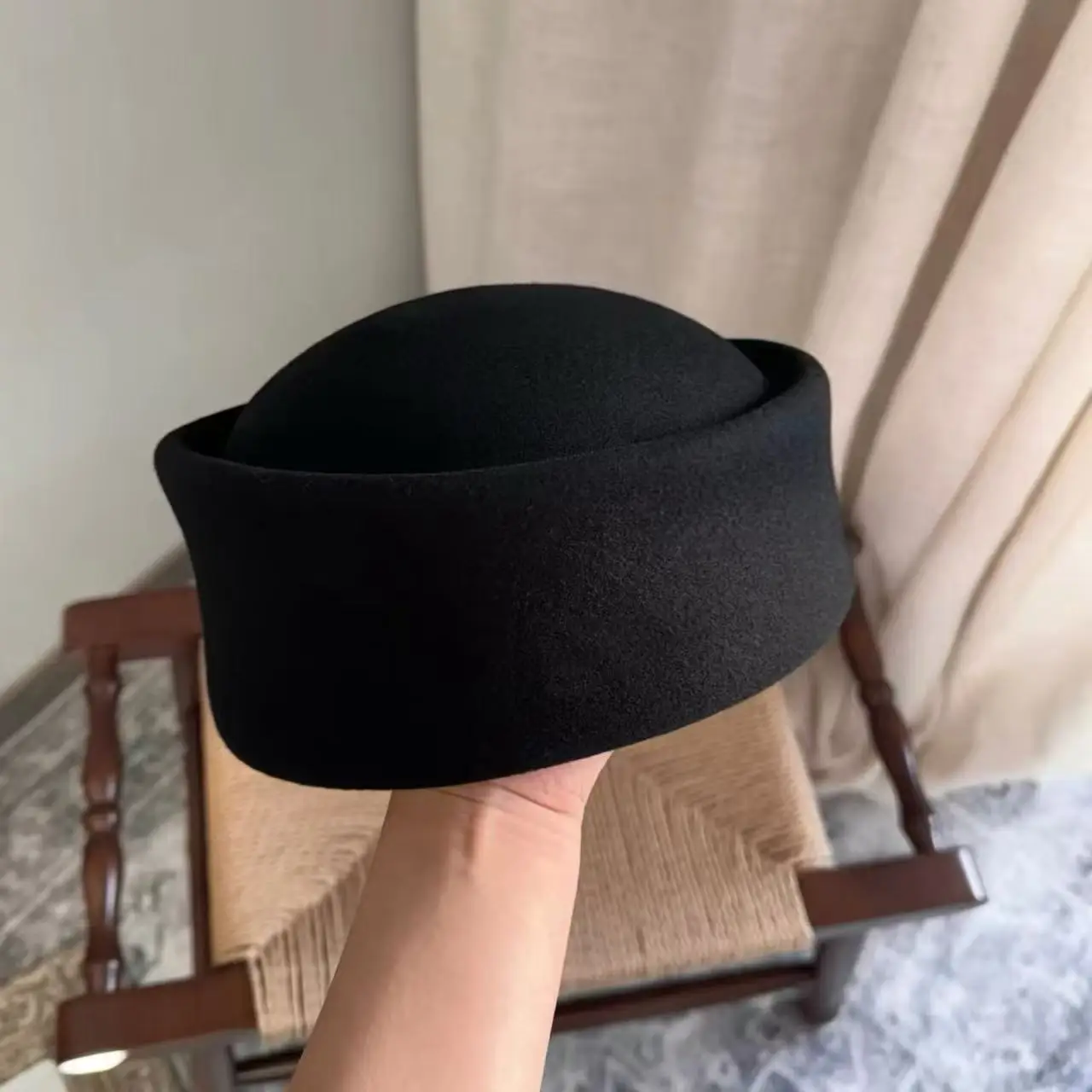 gift-100-wool-pillbox-hat-women-flat-round-top-solid-color-retro-elegant-warm-autumn-winter-daily-headwear-fashion-outdoor