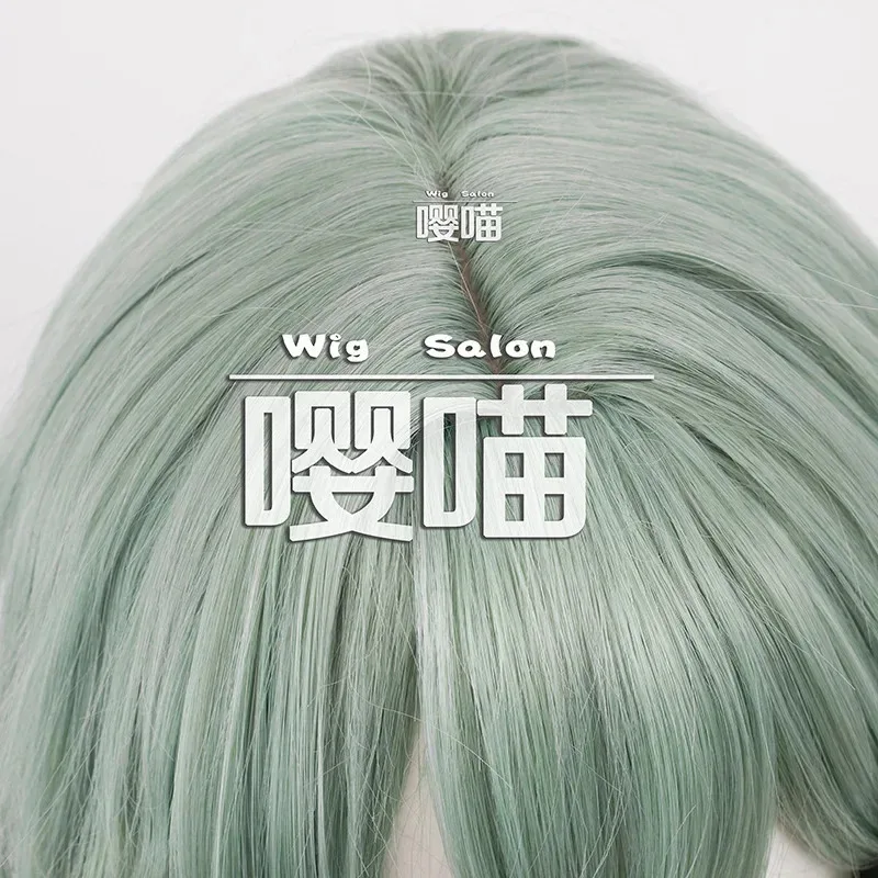 CyHSR Anaxagoras شعر مستعار تأثيري 65 سنتيمتر رمادي أخضر الباروكات أنيمي شعر مستعار تأثيري مقاومة للحرارة الاصطناعية خصلات الشعر المستعار + غطاء شعر مستعار
