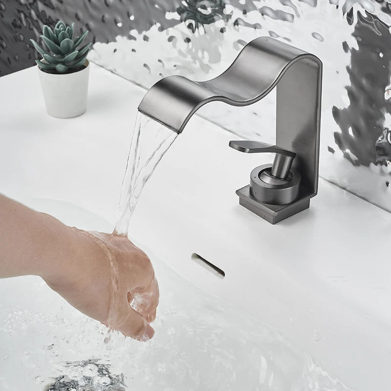 

Waterfall Wash Basin Stainless Steel High And Low Faucet Black Hot And Cold Toilet Wash Basin Bathroom Home