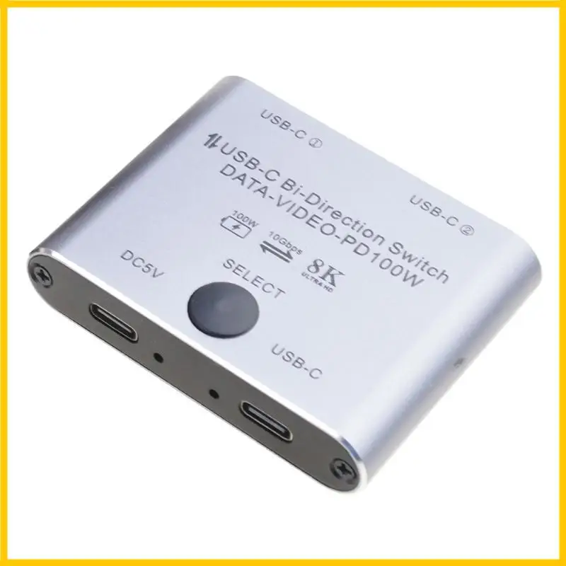  8K USB C Switcher Splitter for 2Computer BiDirectional Type C KVM Switcher Support 100W Charging 10Gbps Data Transfer
