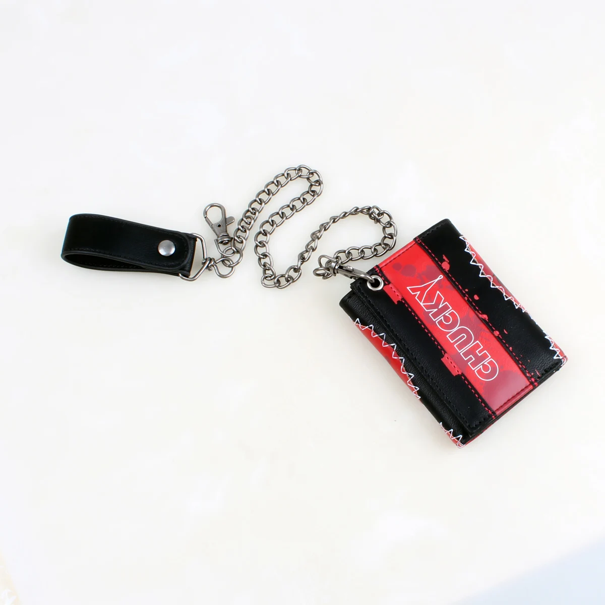 Three fold men\'s wallet with chain, personalized embroidered relief luminous card clip