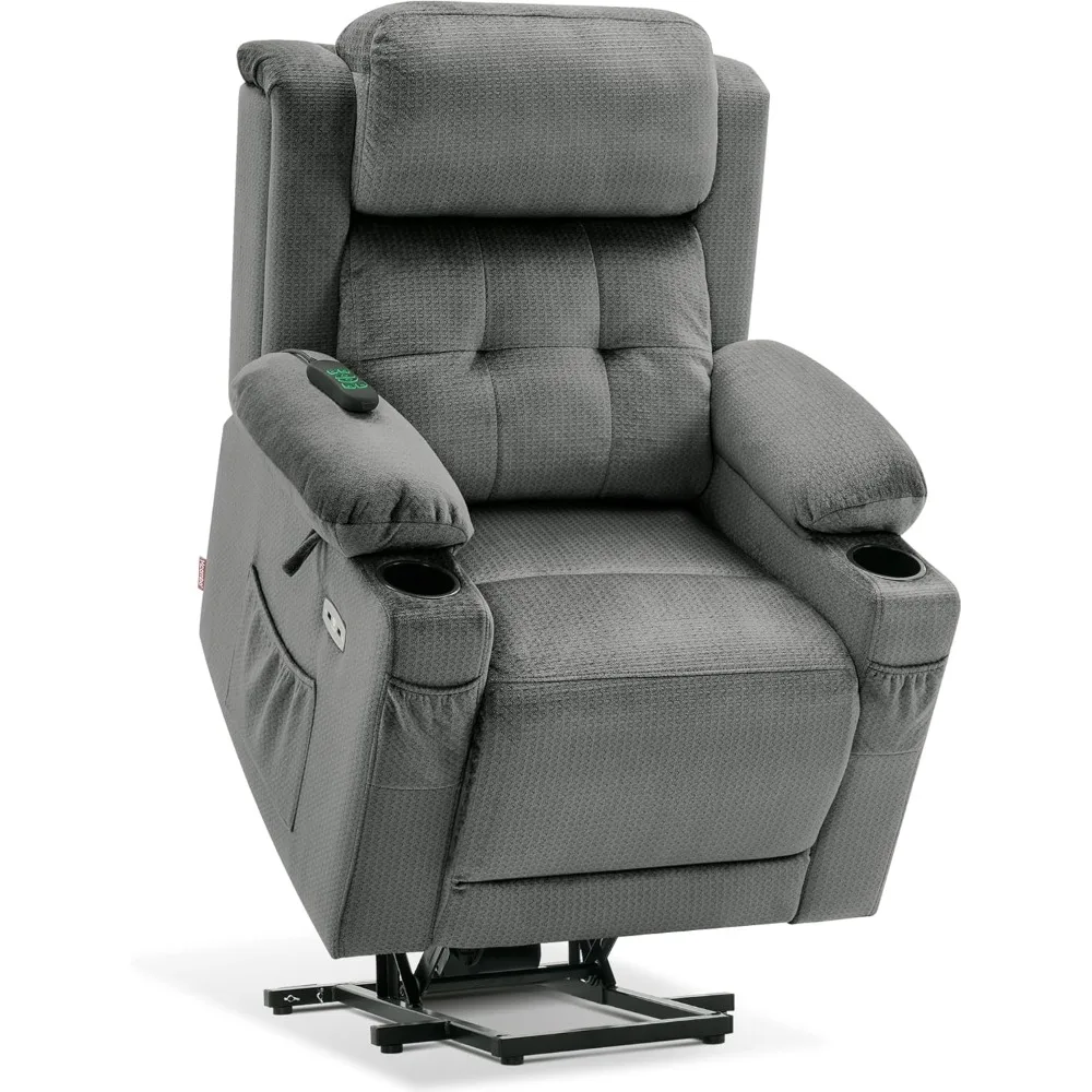 Small Dual Motor Power Lift Recliner Chair with Massage and Heat for Petite Elderly People,Adjustable Headrest,Infinite Position