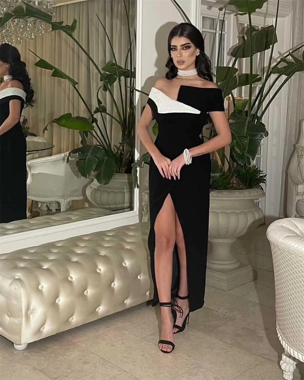 Customized Jiayigong Fashion Off-the-shoulder Sheath Cocktail Sequin Draped S Occasion Evening Gown birthday dress for women