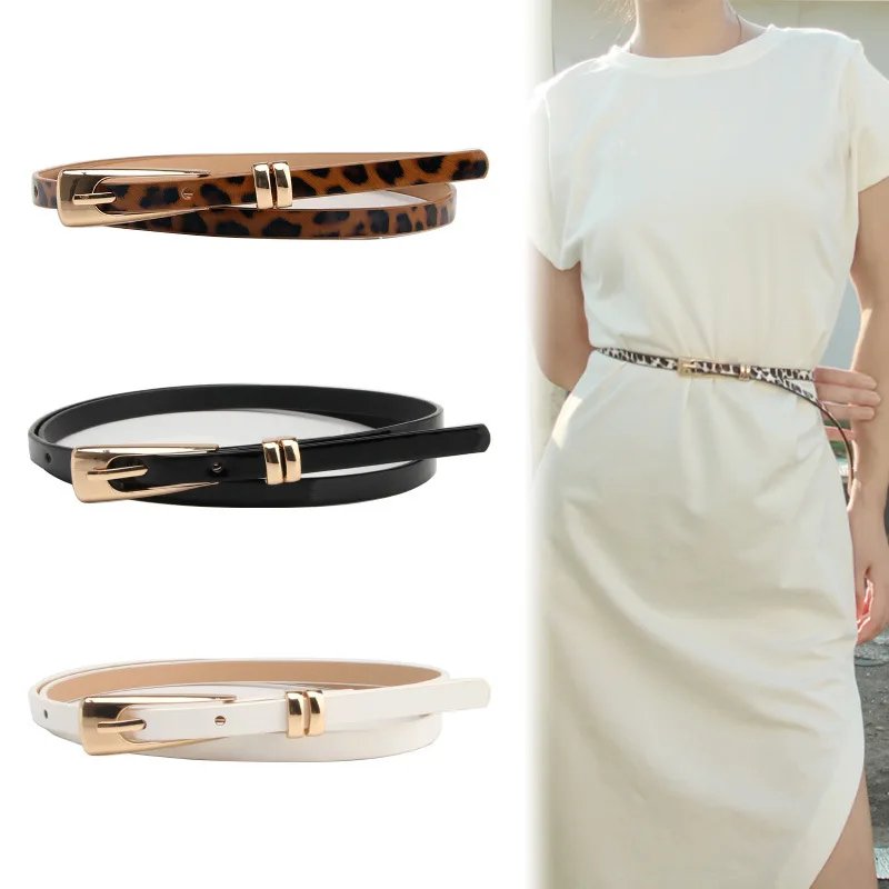 

2023 Fashion Versatile Leopard Print Belt for Women Korean Slim Thin Belt with Dresses Jeans Accessories Hip-hop Punk Style