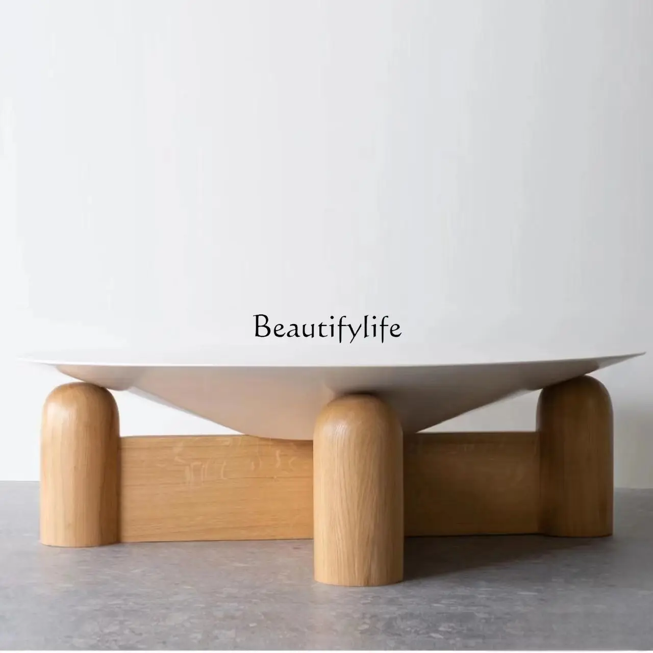 *طاولة قهوة مستديرة بسيطة إيطالية لغرفة المعيشة أثاث شخصي إبداعي من الخشب الصلب