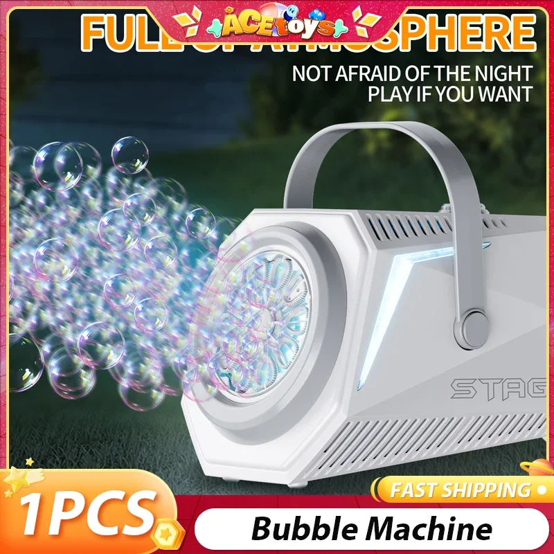 Máquinas elétricas de bolhas, 10 buracos, seguro, divertido, controle de clique, brinquedos automáticos para bolhas de palco ao ar livre