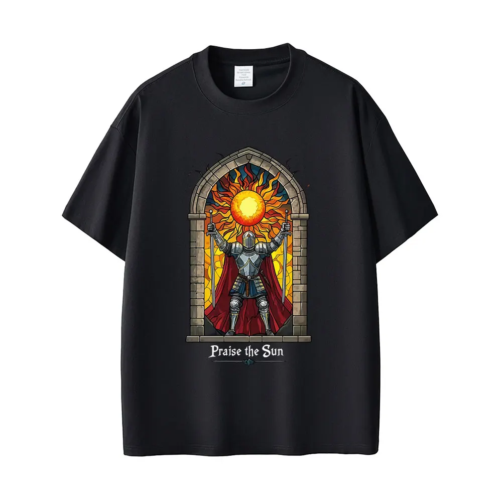 

Game Dark Souls Praise The Sun Graphic Print T-shirt Men Women Clothing Vintage Gothic Rock T-shirts Men's 100% Cotton T Shirts