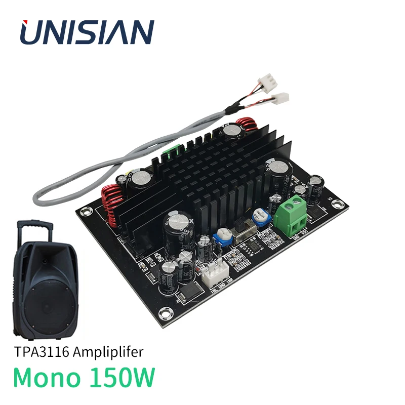 UNISIAN 150W TPA3116 Audio Amplifier Board High Powr Mono Digital TPA3116D2 Amplfiers DC 12V-24V