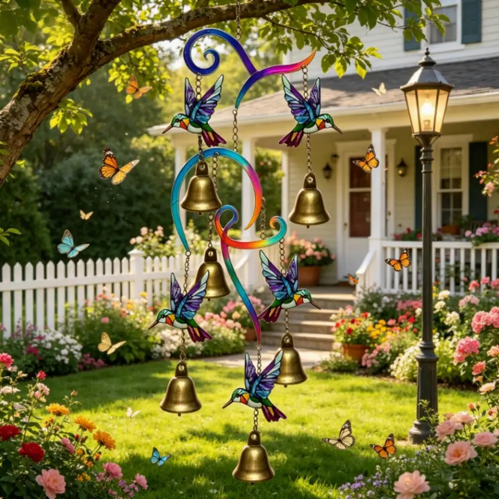 Hummingbird Wind Chime Pendant Crisp Sound Wind Chime Hummingbird Wind Chimes Metal Garden Bell Crisp Sound Hanging for Porch