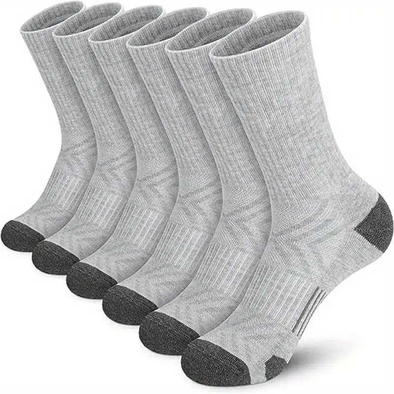 6 Pairs Of Men\'s Crew Socks, Anti Odor & Sweat Absorption Breathable Basketball Socks, For All Seasons Wearing