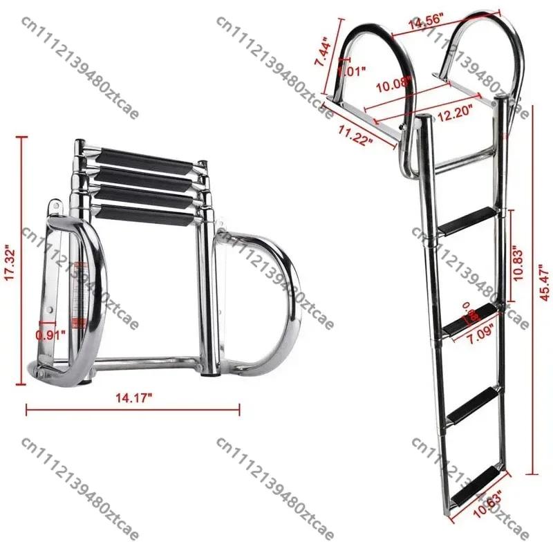 Stainless Steel Telescopic Folding Boat Ladder3/4 StepSlidingBoardingStepDurable Marine Access LadderYacht Ship Watercraft Use