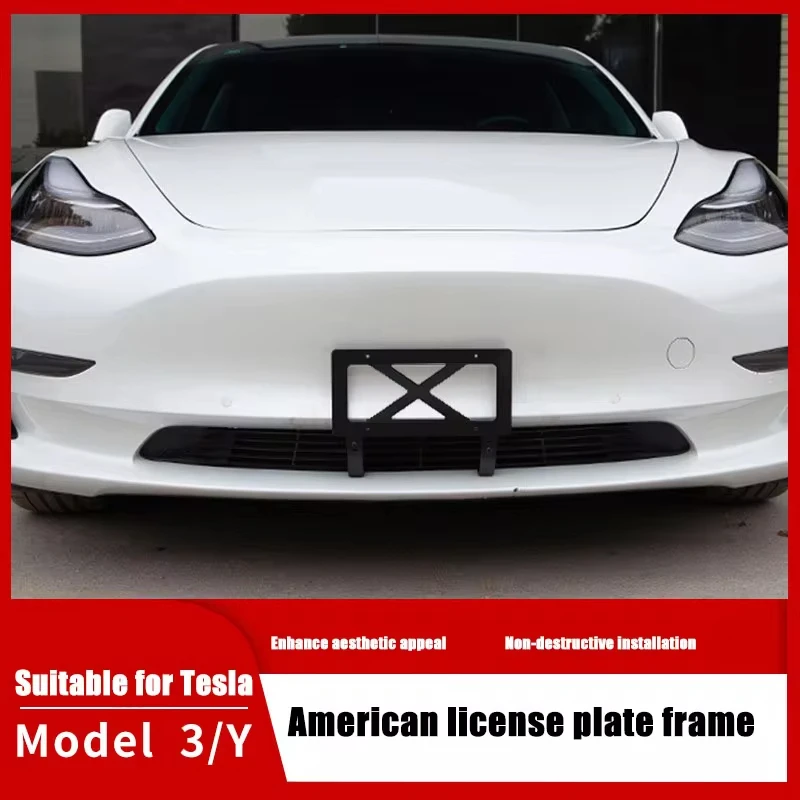 For Tesla Model 3 Y New Energy License Plate Frame Side Car Front Modification Accessories Artifact Parts American Standard