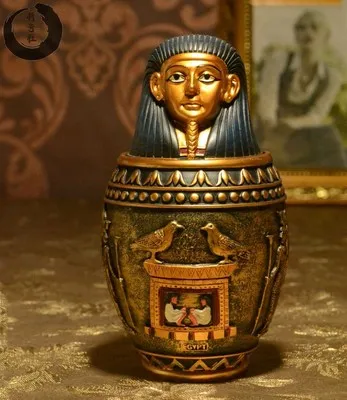 Ancient Egypt Cat God Canopic Jar Storage Figurines Pharaoh Saint Resin Art&Craft Home Decoration