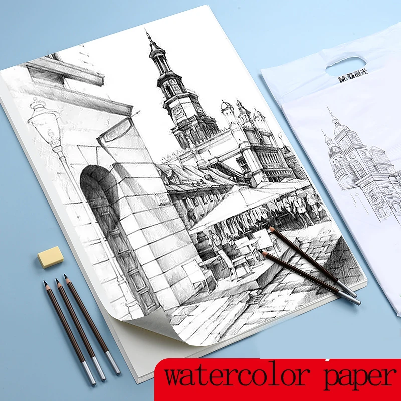 M&G Gouachepapier, 20 Blatt pro Beutel, geeignet für Buntstifte, Skizzenstifte, Aquarellstifte, verdicktes Kunstdruckpapier