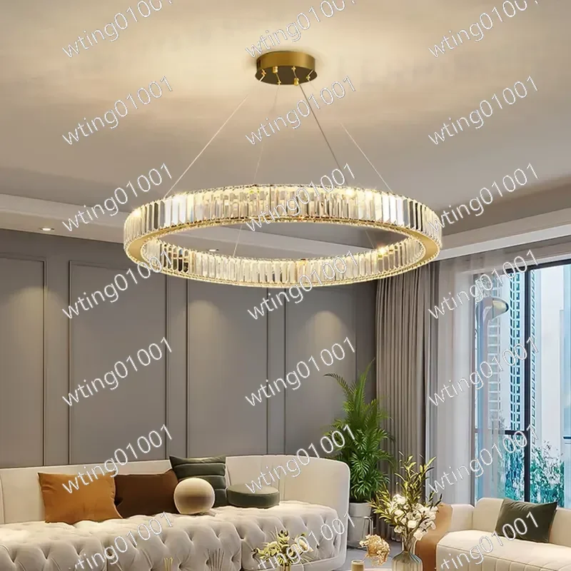 Modern Crystal LED Pendant Light for Bedroom Living Room Elegant Hanging Chandelier Indoor Illumination Fixture Decorative
