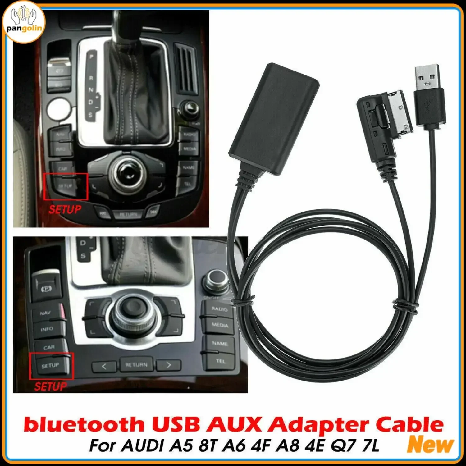 For Audi Q7 A5 A6 A8 all models with MMi 2G High New Car Wireless Bluetooth Music Interface AUX Audio Cable Adapter
