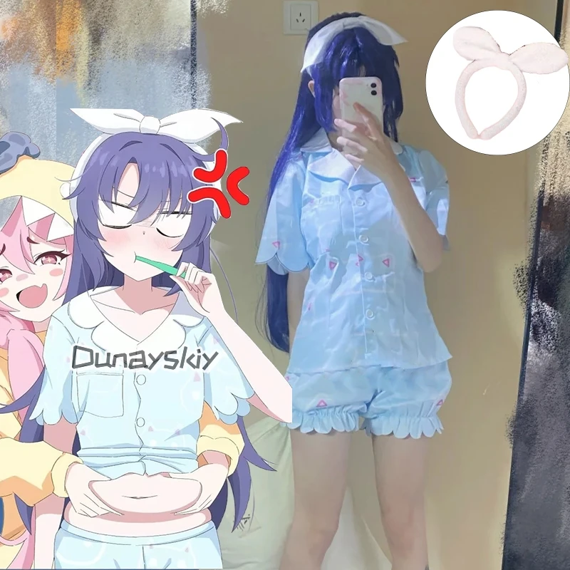 Blue Archive Hayase Yuuka Cosplay Costume (s-xl)Blue Kawaii Pajamas Short Sleeved Shorts Home Clothe Game Anime Party Uniform