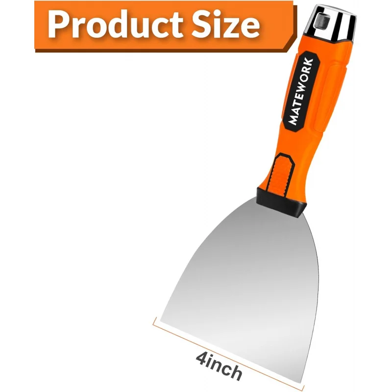 سكين ربط 4 بوصات، مكشطة معجون، قبضة مريحة مع عمل الحوائط الجافة بنهاية المطرقة #4