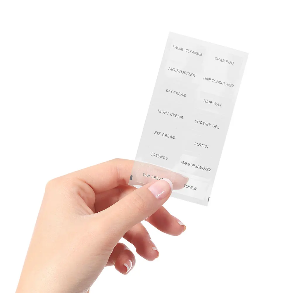 

20 Sheets Travel Toiletry Labels Refillable Bottle Shampoo Conditioner Dispenser Skincare Makeup For Travel Size Pvc