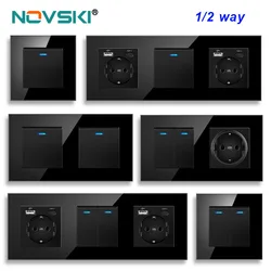 novski Russia Spain power plug, 16a grounded power socket, with USB output, 86mm * 86mm glass panel