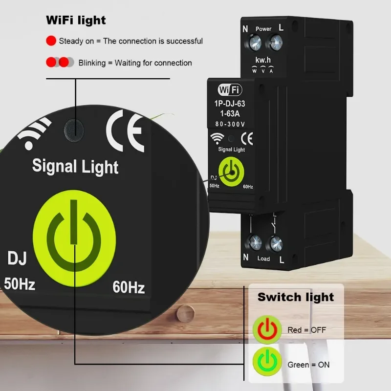 Tuya Smart Home Circuit Breaker 220V 1P Voltage Relay Interruptor Intelligent Wifi Transfer Switch Smartlife Overload Protector