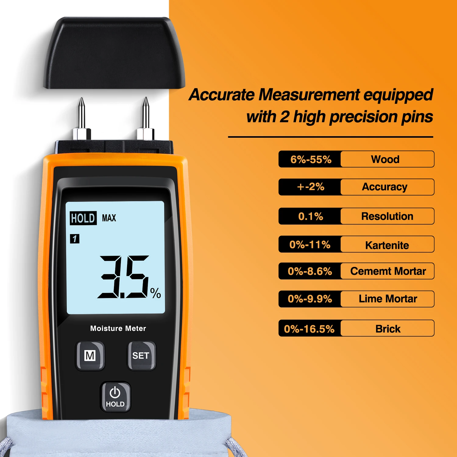 RZ Wood Moisture Meter Digital Handheld Wood Moisture Meter Concrete Woodworking carton Building Material Moisture Meter