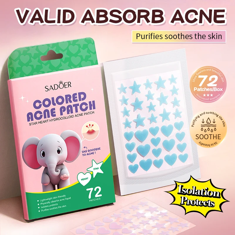 SADOER スターアクネパッチ マイルドで刺激の少ないニキビ軽減ハイドロコロイドニキビシール 黒ずみ・閉じたニキビ用スキンケア